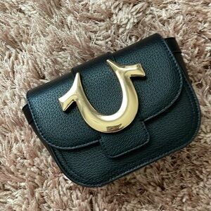 True Religion black saddlebag,  excellent condition detachable strap